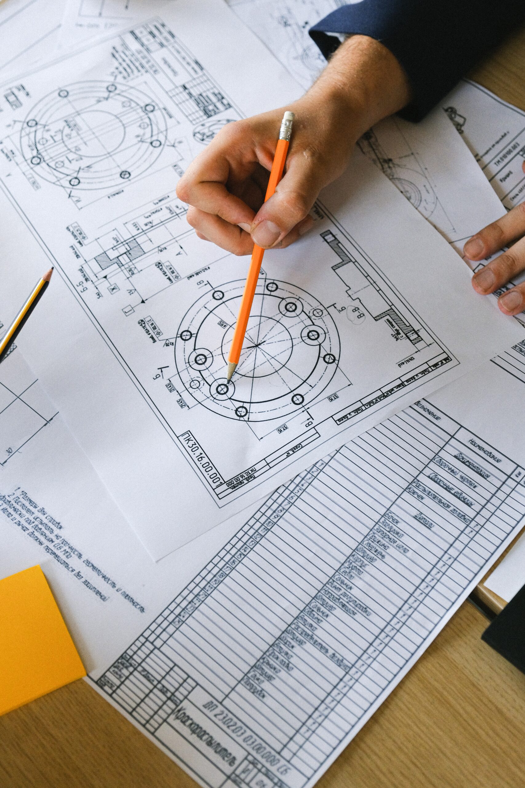 Person reading a layout diagram.